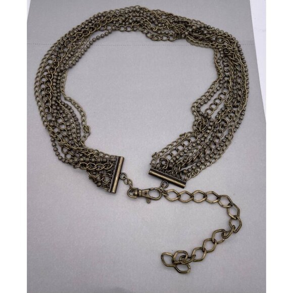 Multi Strand Beaded Curb Link Chain Belt Adjustable Lobster Closure 41 Inches - Picture 2 of 10